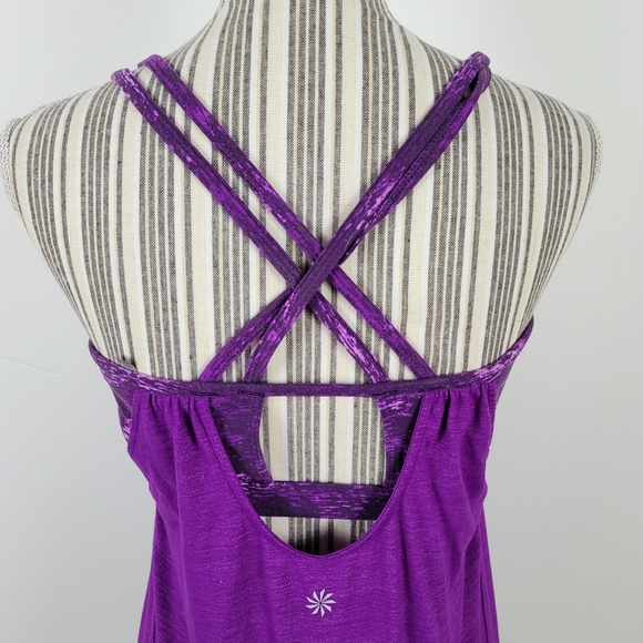 Athleta XS purple Criss cross back built in bra athletic workout tank - Picture 5 of 8